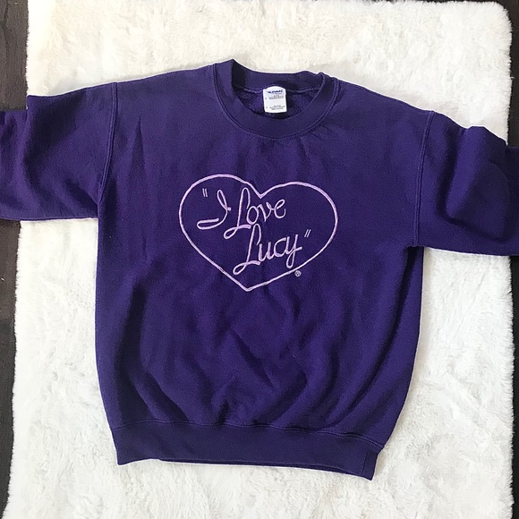 Gildan Sweaters - 🌻3/$20 I Love Lucy Purple Embroidered Sweater